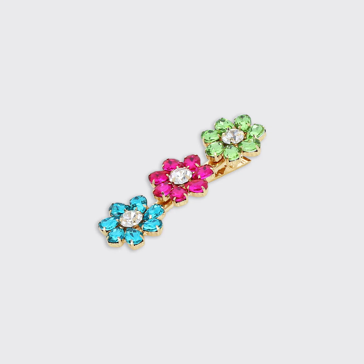 Millie Mae - Floral Gem Barrette Hair Clip - Multicolour