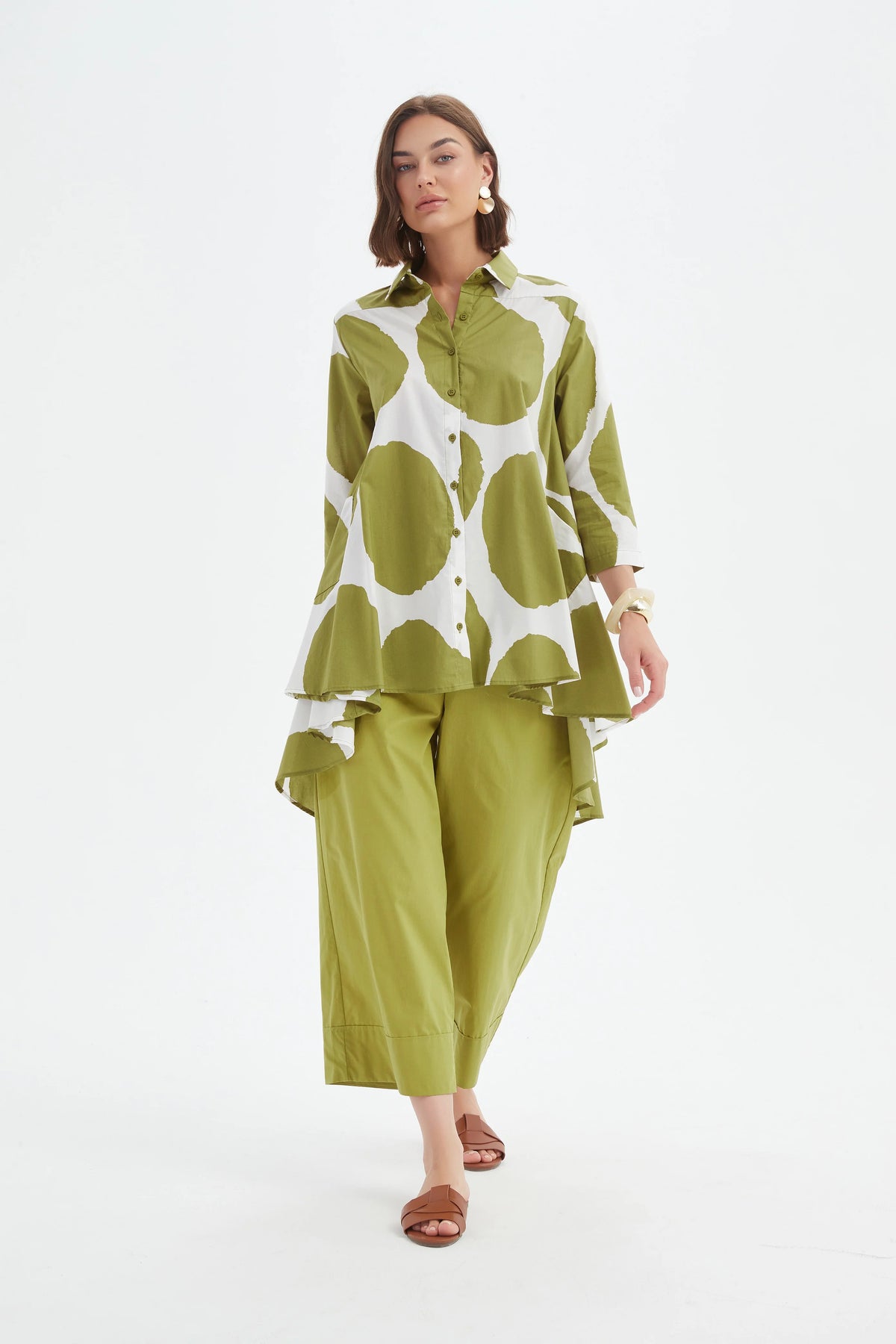 Tirelli - Print Swing Chartreuse/White Spot Shirt