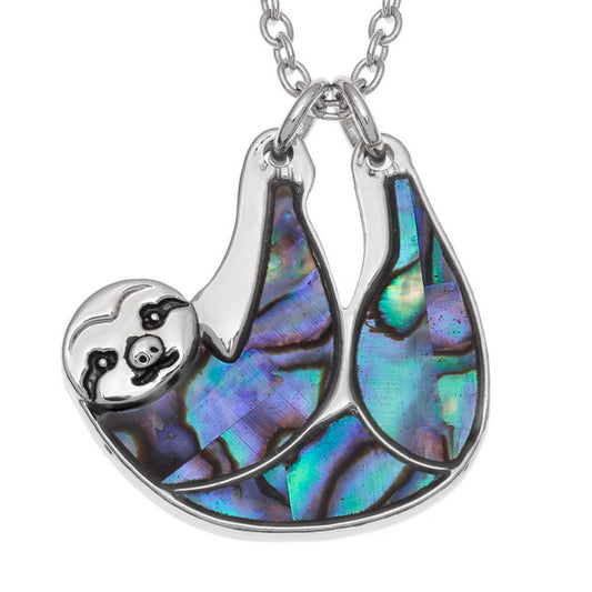 Inlaid Paua shell Sloth pendant