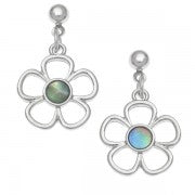 Simple flower design Tide Jewellery inlaid Paua shell drop stud earrings