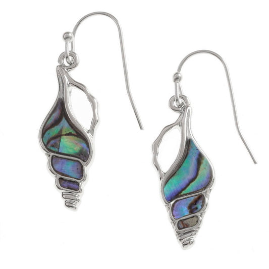 Tide Jewellery inlaid Paua shell seashell hook earrings.
