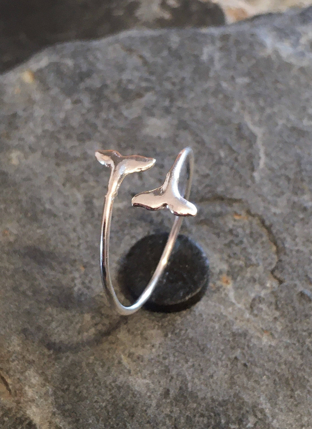 SILVER WHALE TAIL RING -  ONE SIZE