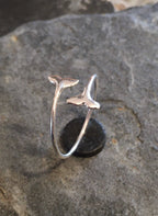 SILVER WHALE TAIL RING -  ONE SIZE