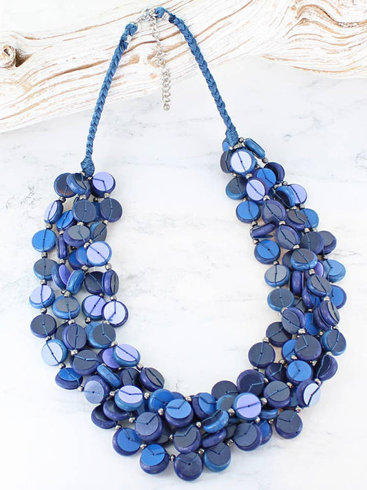 Suzie Blue - CHUNKY WOODEN BEAD & SEQUIN NECKLACE