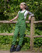 Rebel Romance Forest Green Stretch Dungarees