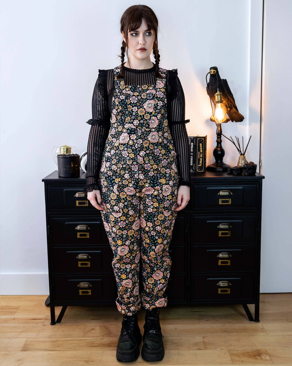 Rebel Romance Eye Spy Floral Stretch Dungarees