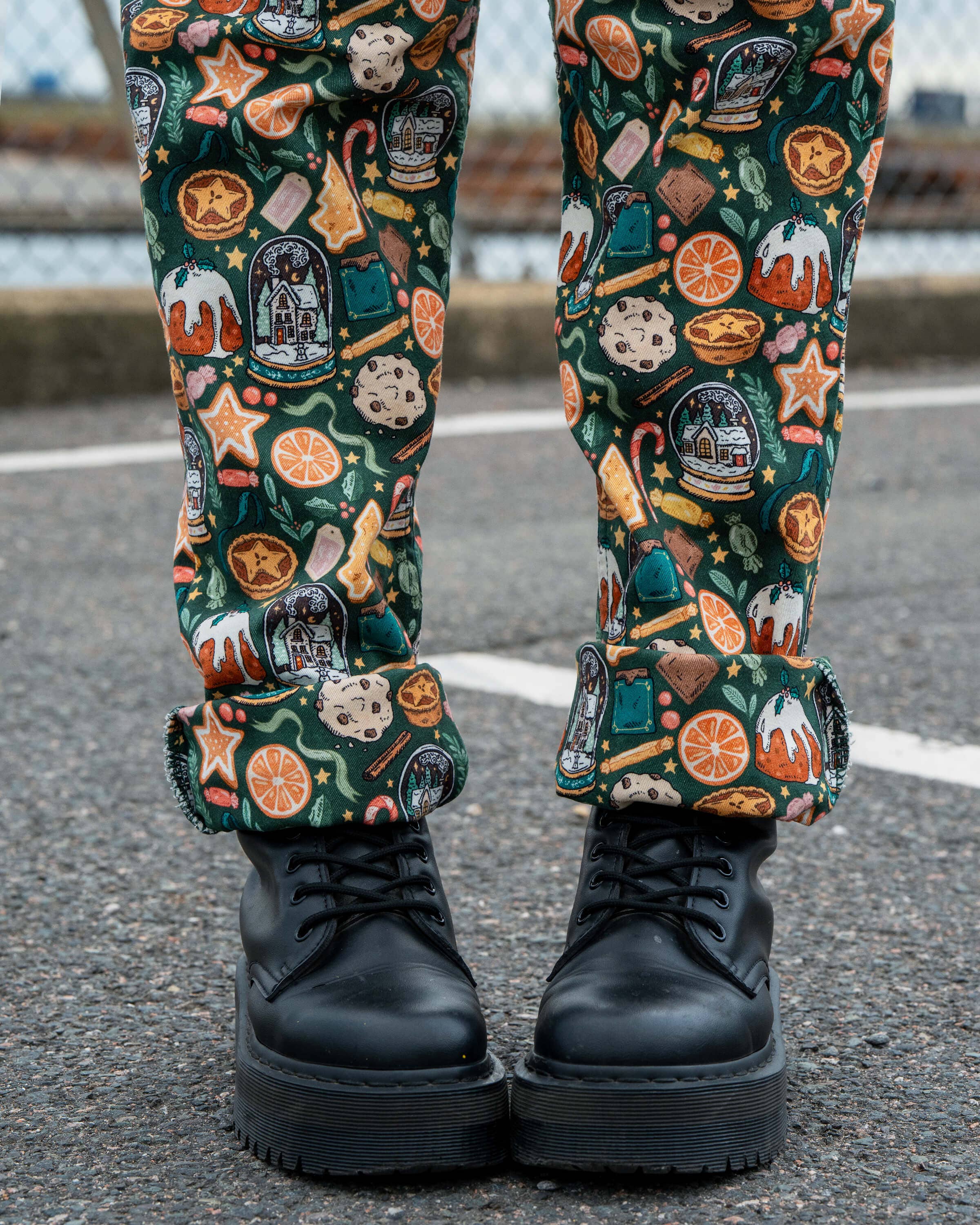 Rebel Romance Yuletide Treats Christmas Stretch Dungarees