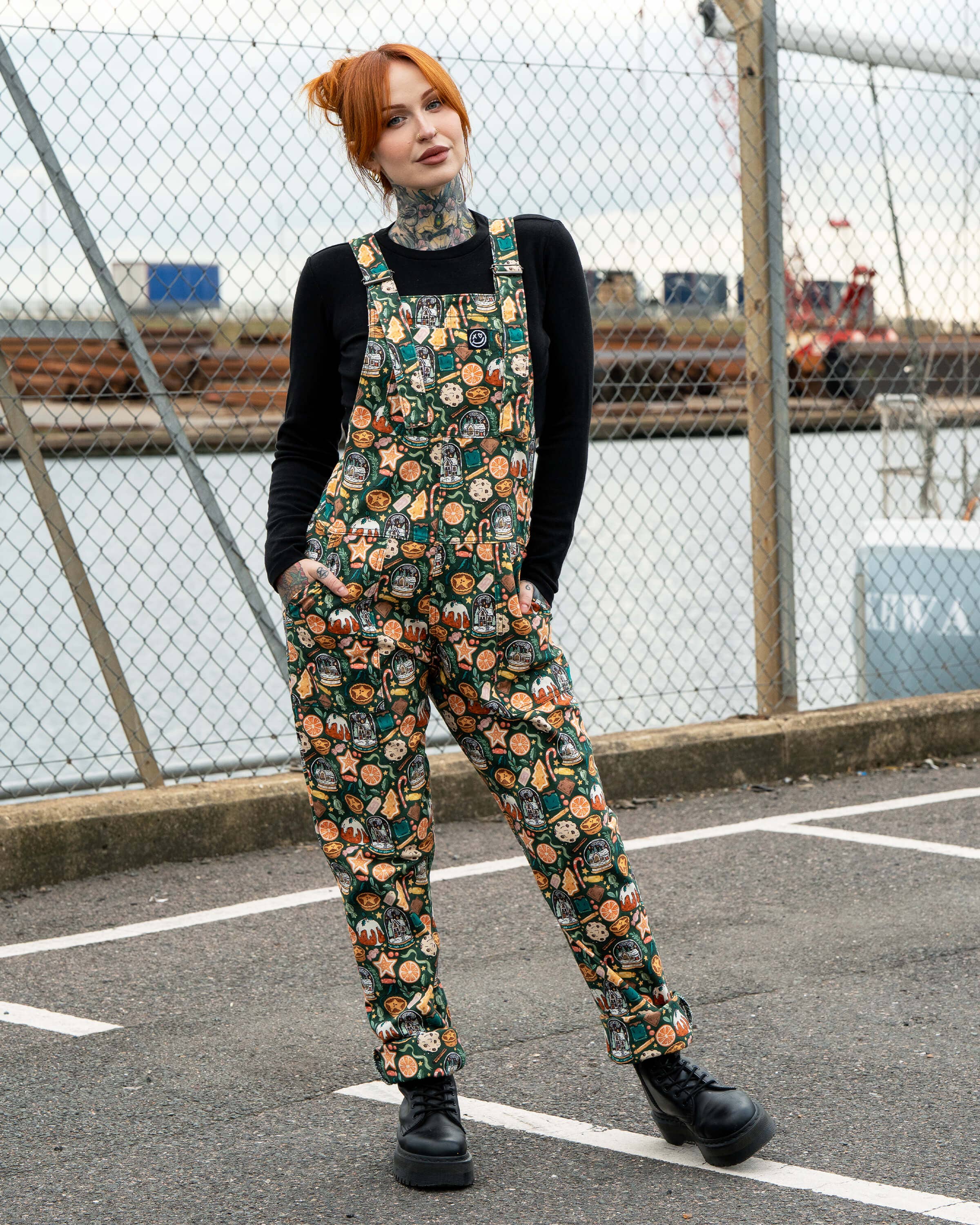Rebel Romance Yuletide Treats Christmas Stretch Dungarees
