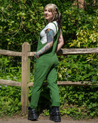 Rebel Romance Forest Green Stretch Dungarees