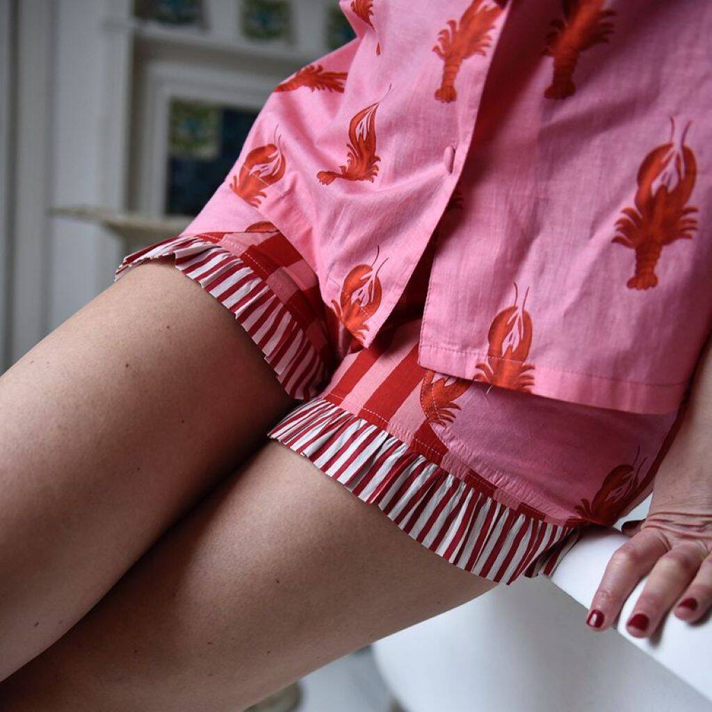 Powell Craft - Pink and Red Lobster Short Pyjama Set