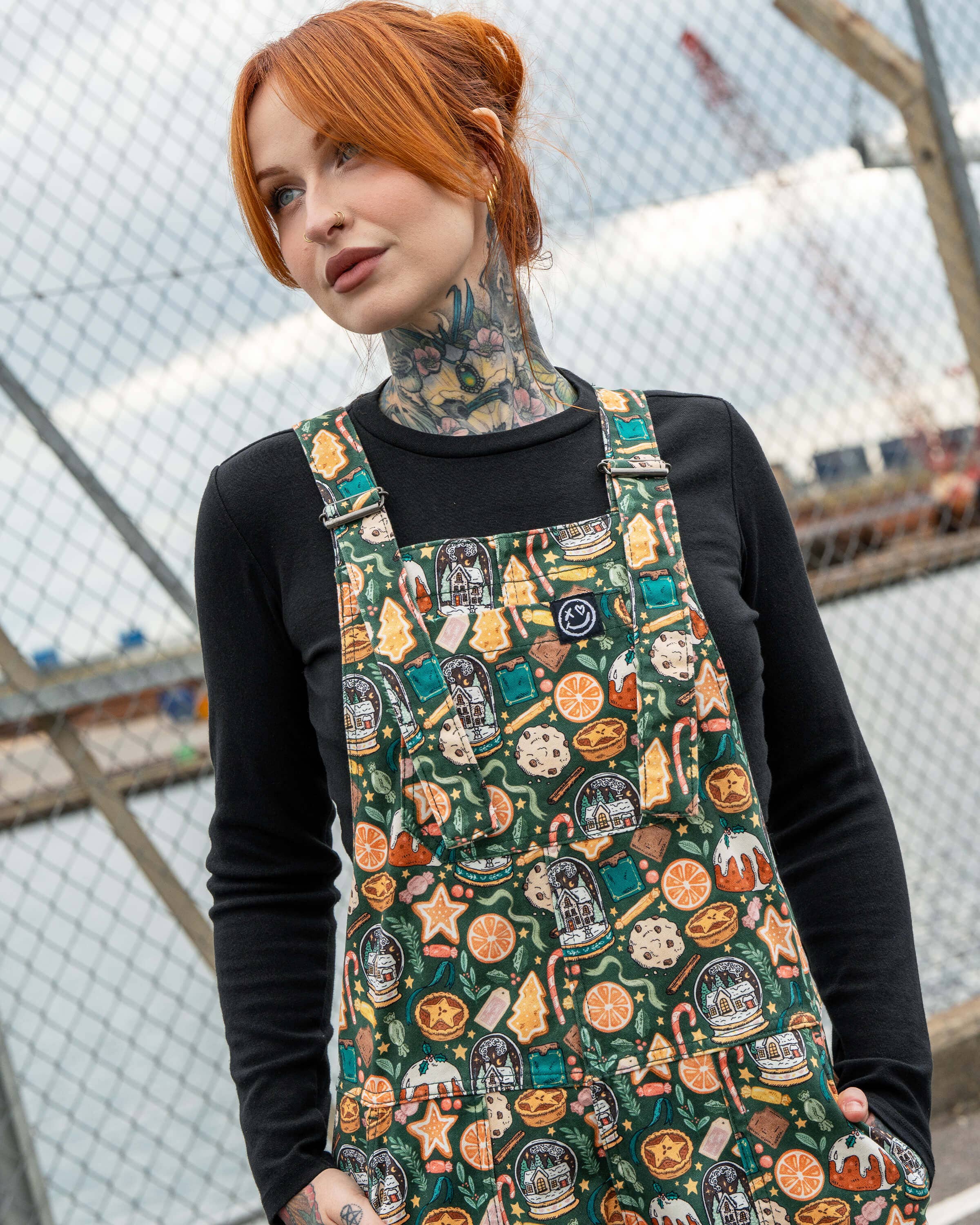 Rebel Romance Yuletide Treats Christmas Stretch Dungarees