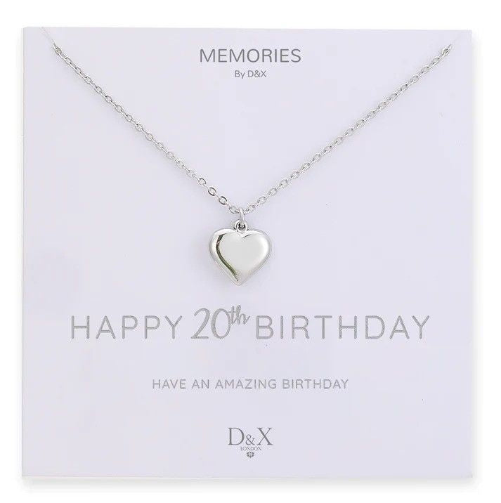 Memories By D&X `Happy 20th Birthday` Necklace