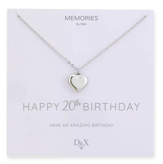 Memories By D&X `Happy 20th Birthday` Necklace