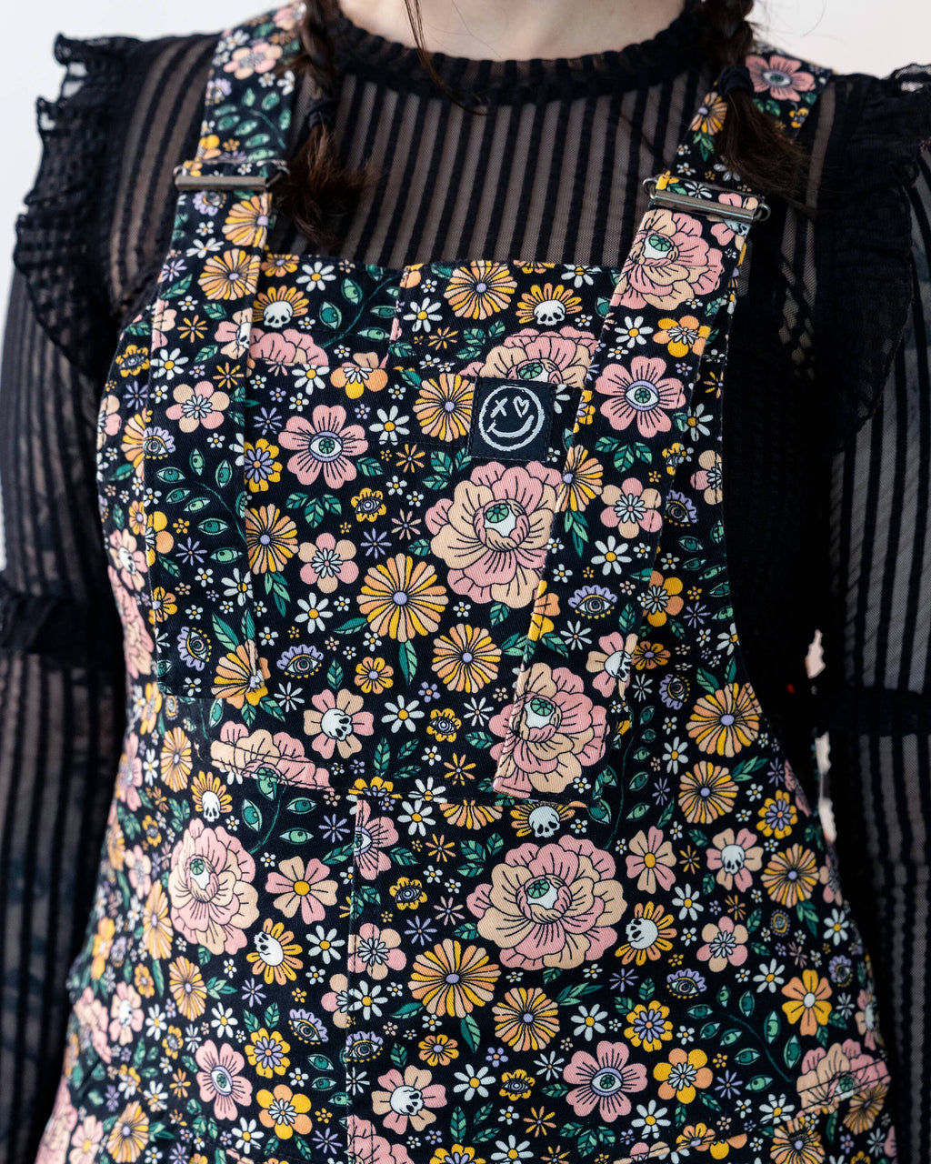 Rebel Romance Eye Spy Floral Stretch Dungarees