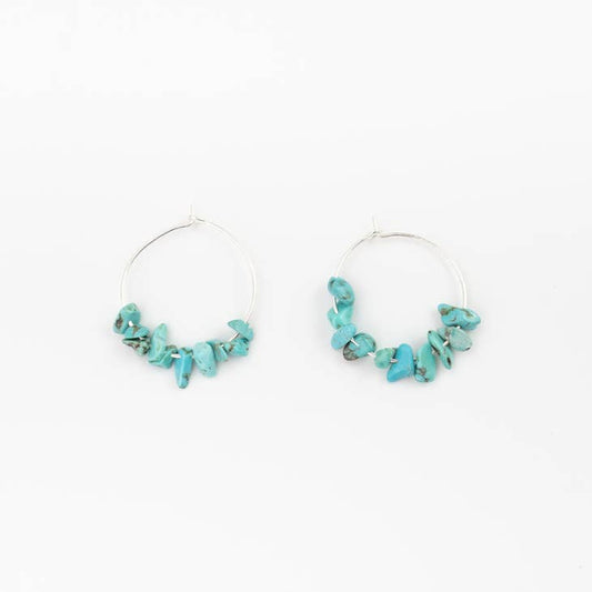 Samudra Turquoise Howlite Stone Hoop Earrings