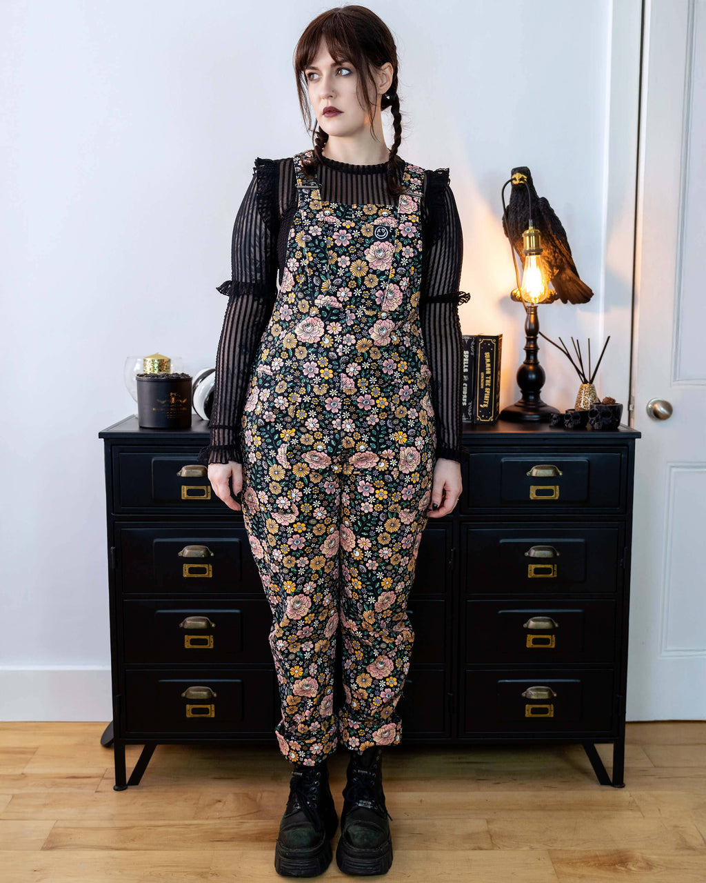 Rebel Romance Eye Spy Floral Stretch Dungarees