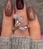 Triple Rainbow Moonstone Sterling ring