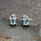 SS741B - LIGHT BLUE CZ TURTLE 8 X 7MM Earrings