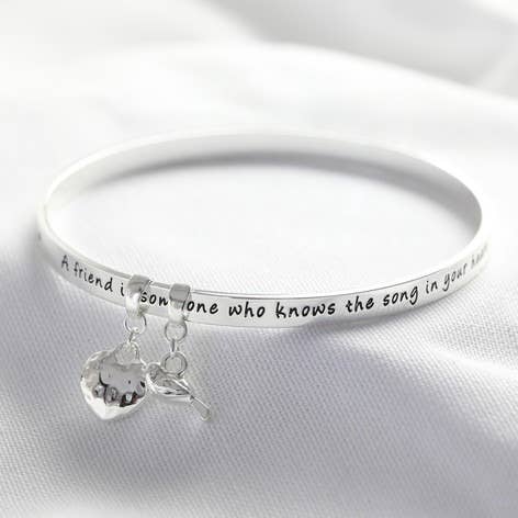 New 'Friend' Meaningful Word Bangle Silver