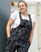 Rebel Romance Black Floral Cobweb Stretch Dungarees