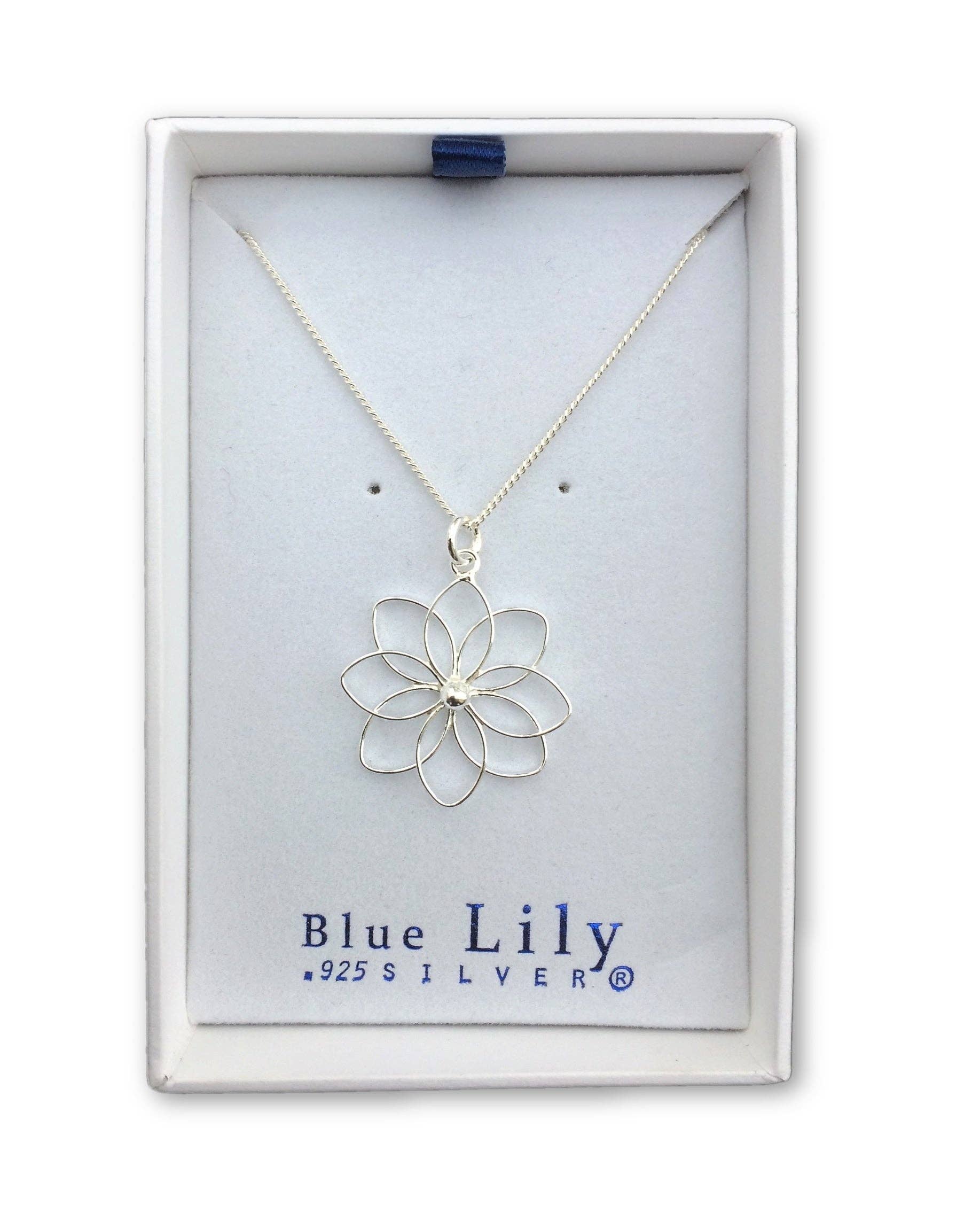 Blue Lily 925 Silver - Wirework Daisy Pendant