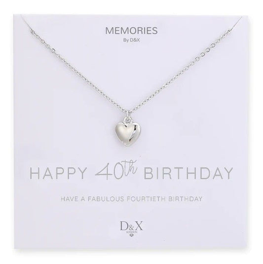 Memories By D&X `Happy 40th Birthday` Necklace