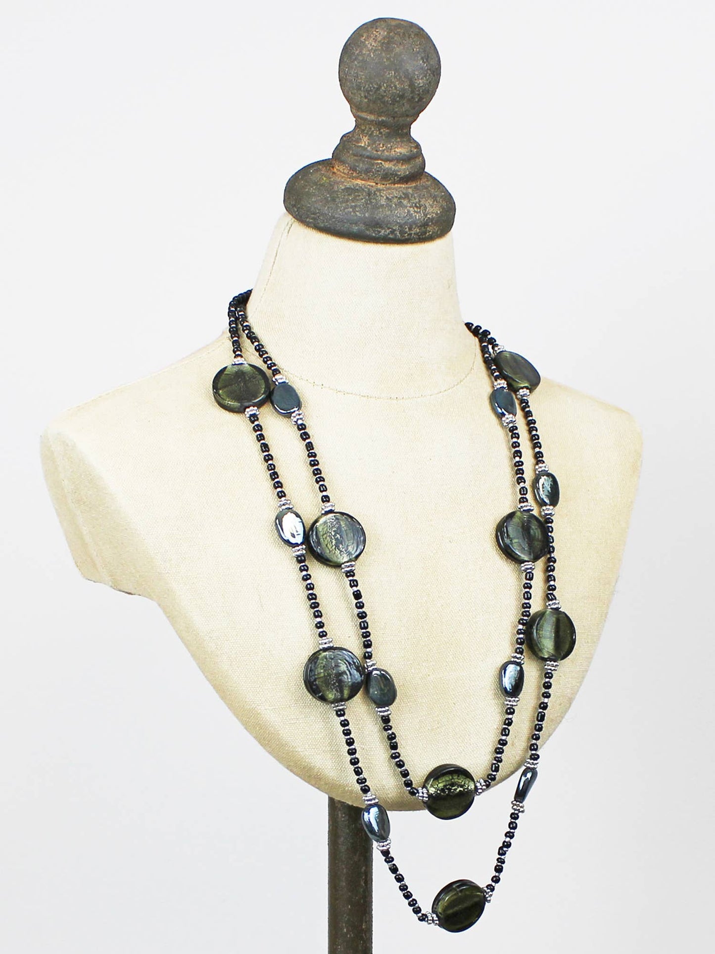 Suzie Blue -  DOUBLE STRAND GLASS DISC NECKLACE