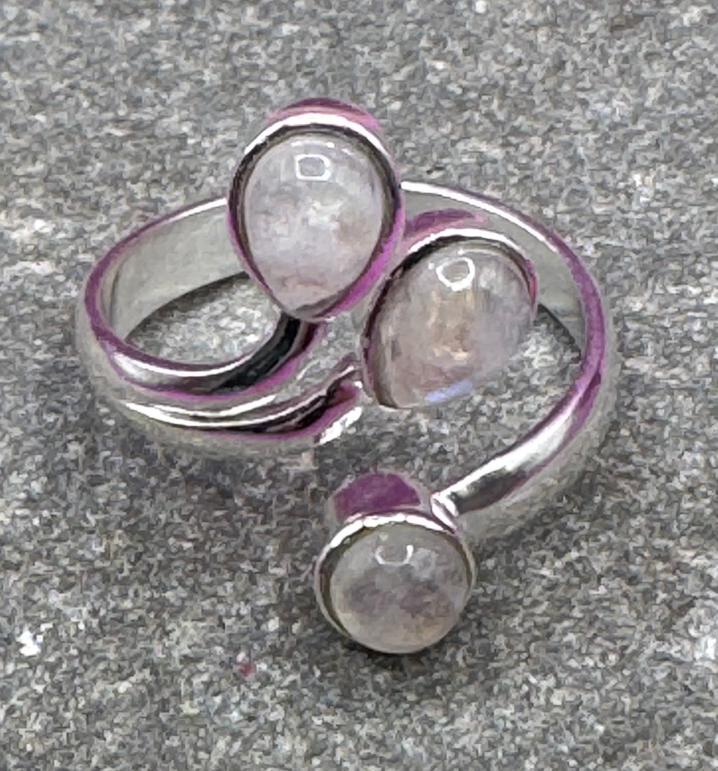 Triple Rainbow Moonstone Sterling ring