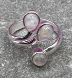 Triple Rainbow Moonstone Sterling ring