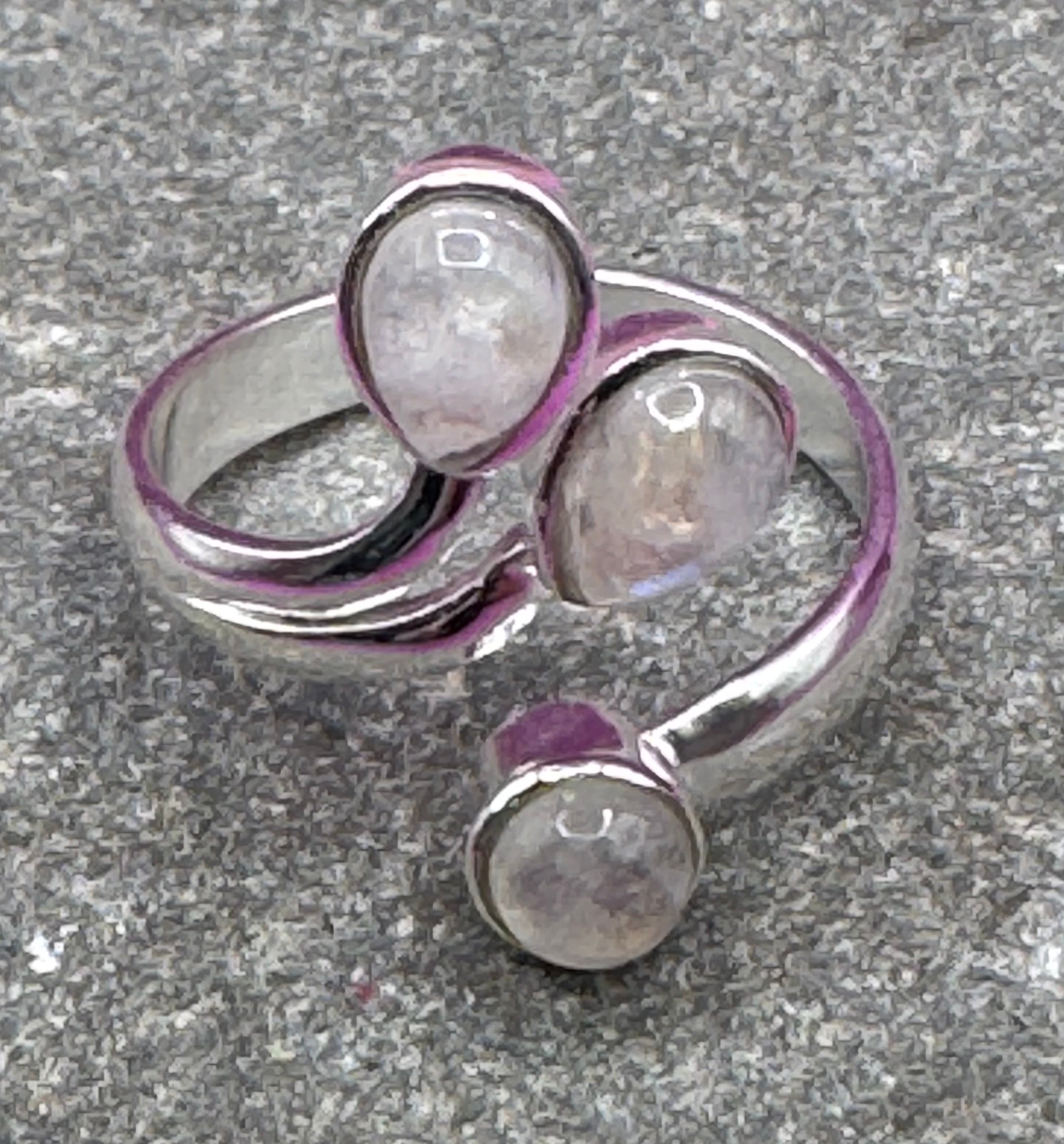 Triple Rainbow Moonstone Sterling ring