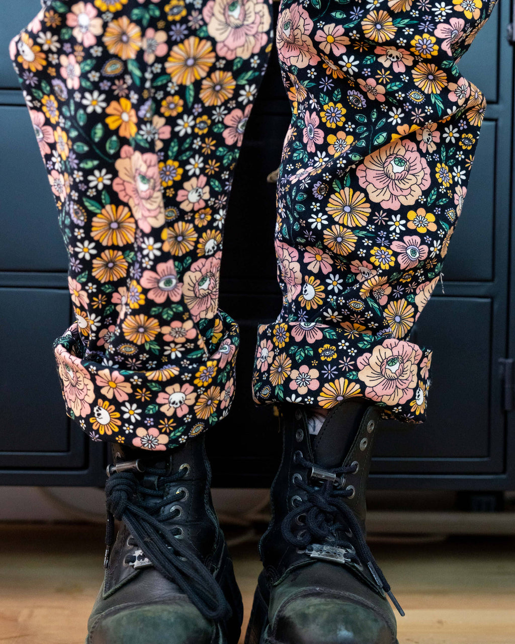 Rebel Romance Eye Spy Floral Stretch Dungarees