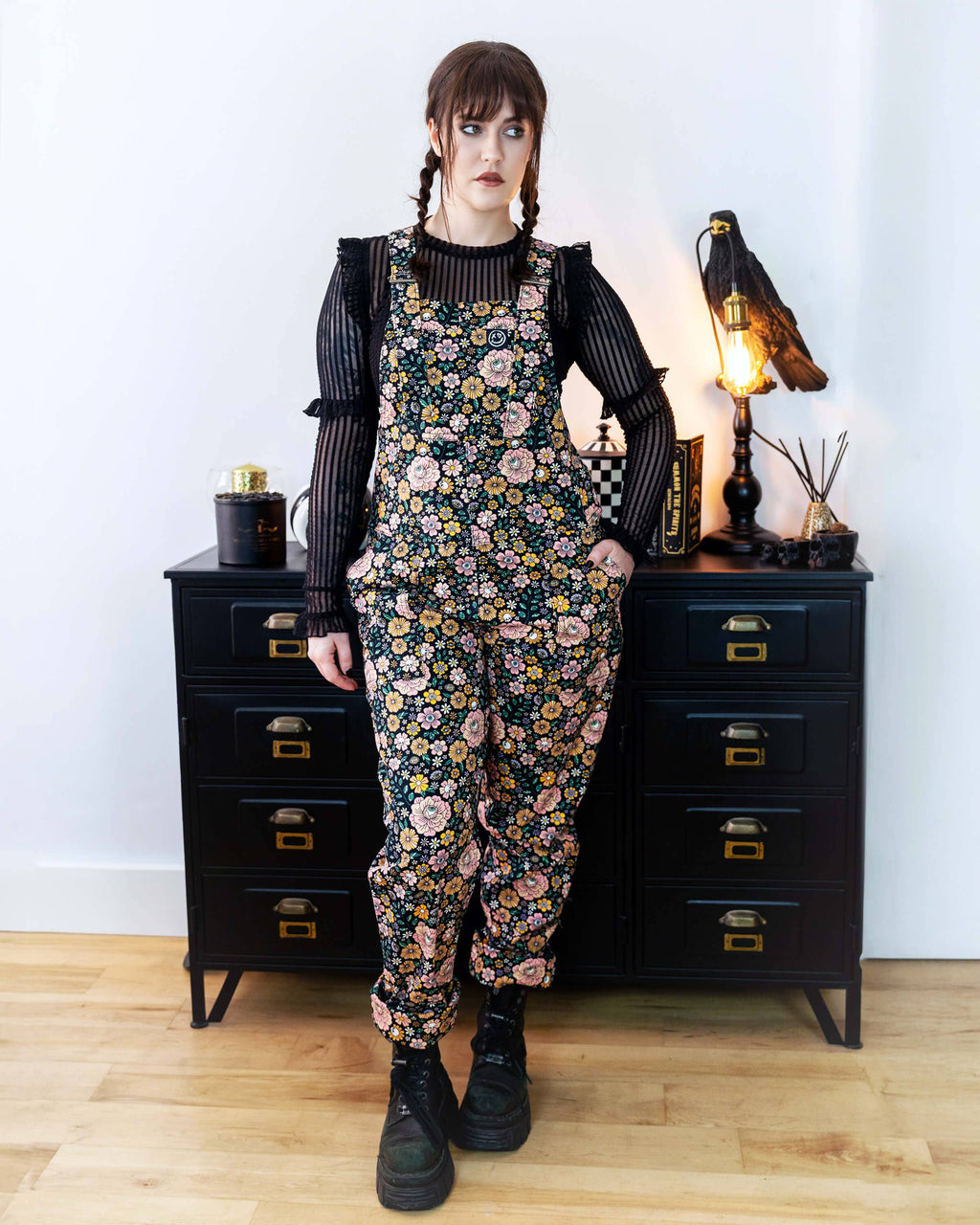Rebel Romance Eye Spy Floral Stretch Dungarees