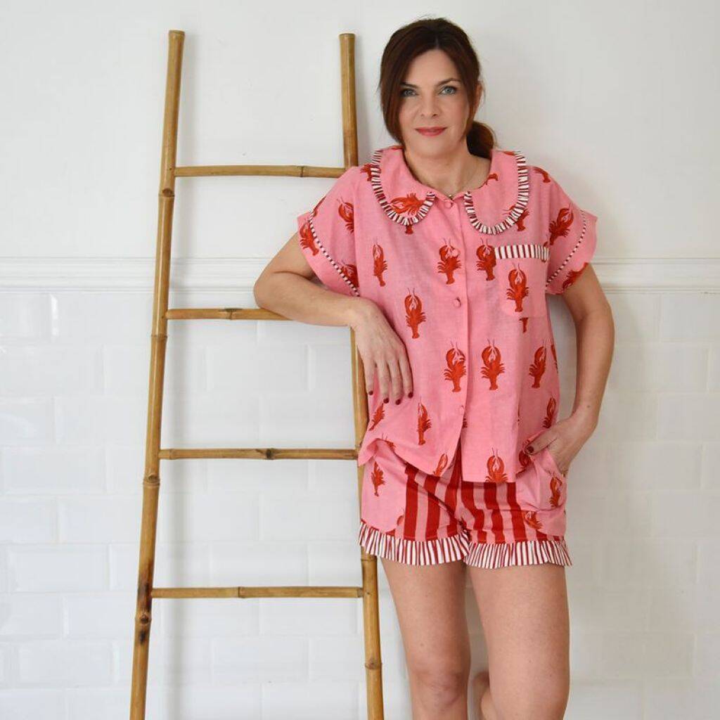 Powell Craft - Pink and Red Lobster Short Pyjama Set