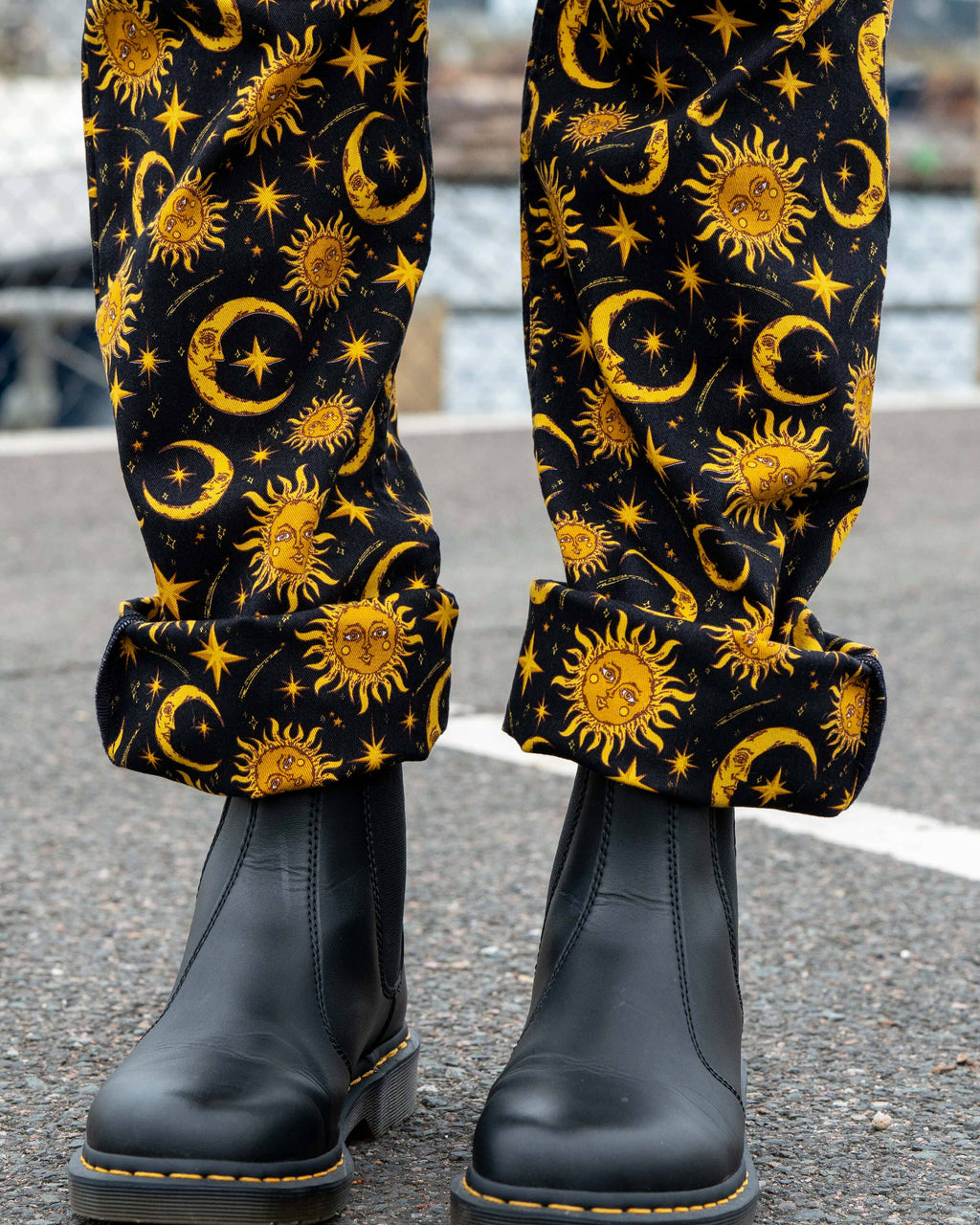 Rebel Romance Celestial Sun and Moon Stretch Dungarees