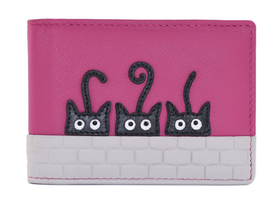 Mala Leather - Peek A Boo Cats ID/Card Holder Pink