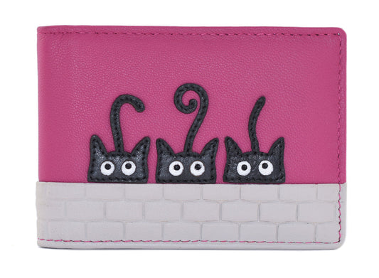 Mala Leather - Peek A Boo Cats ID/Card Holder Pink
