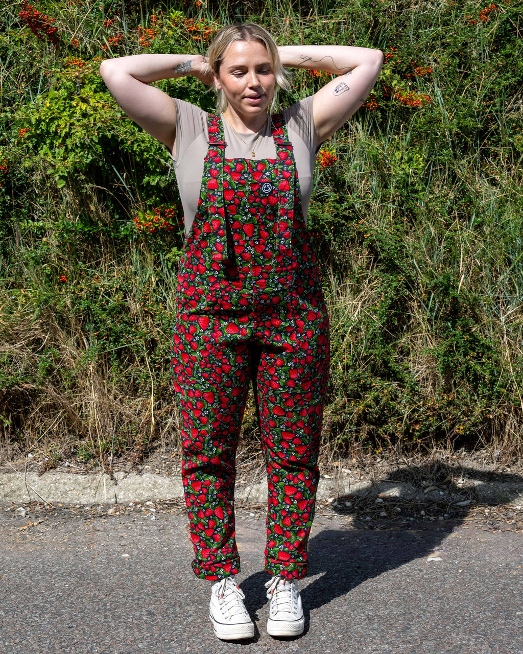 Rebel Romance Strawberry Field Stretch Dungarees