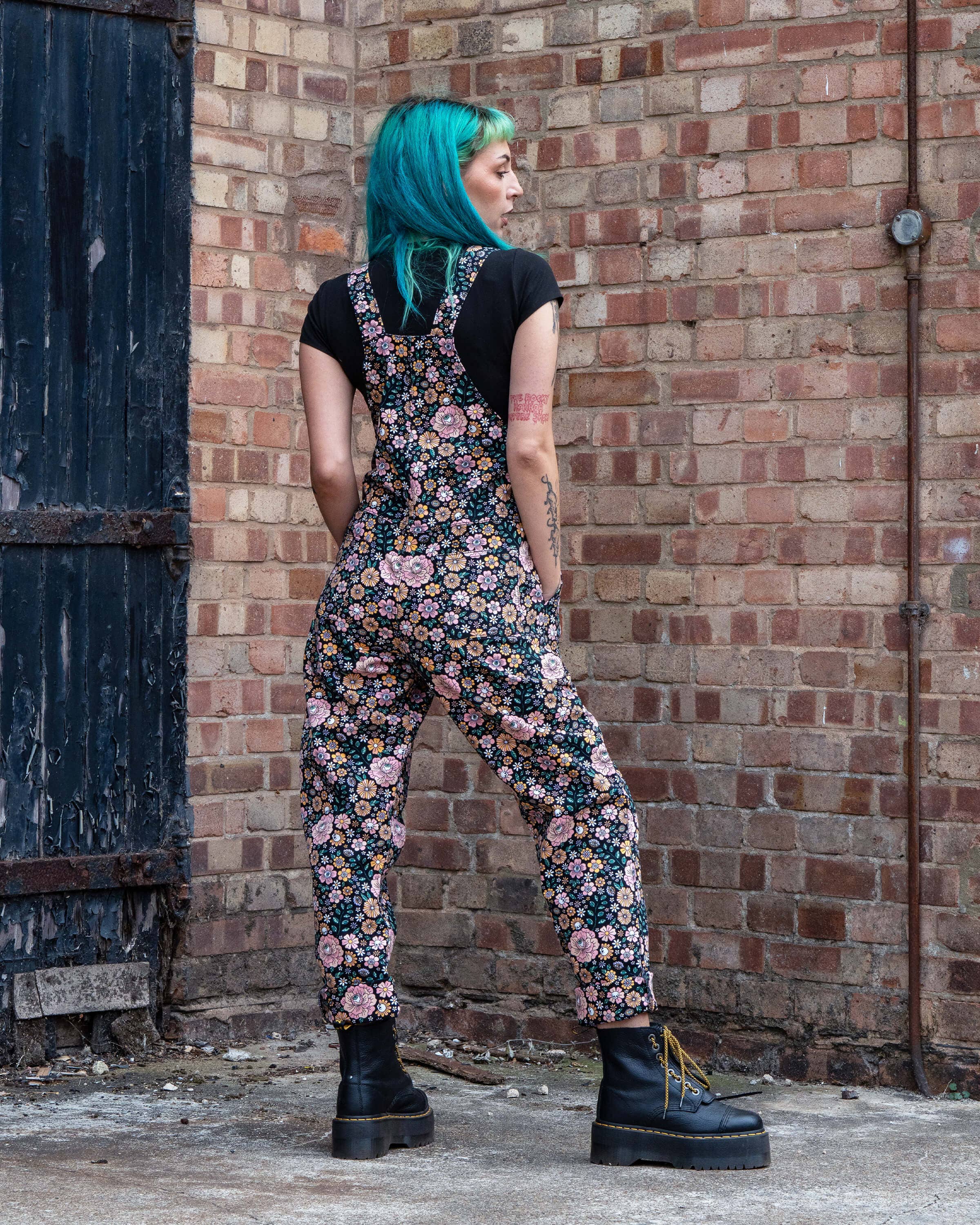 Rebel Romance Eye Spy Floral Stretch Dungarees