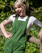 Rebel Romance Forest Green Stretch Dungarees