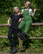 Rebel Romance Forest Green Stretch Dungarees