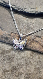 Blue Lily 925 - PINK PASTEL MULTI CZ B/FLY PENDANT 9 X 7MM