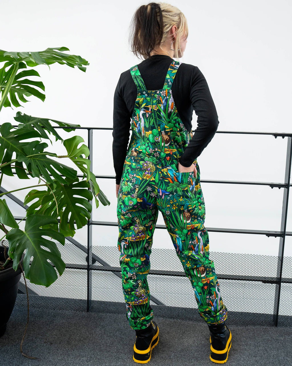 Rebel Romance Pond Birds Stretch Dungarees