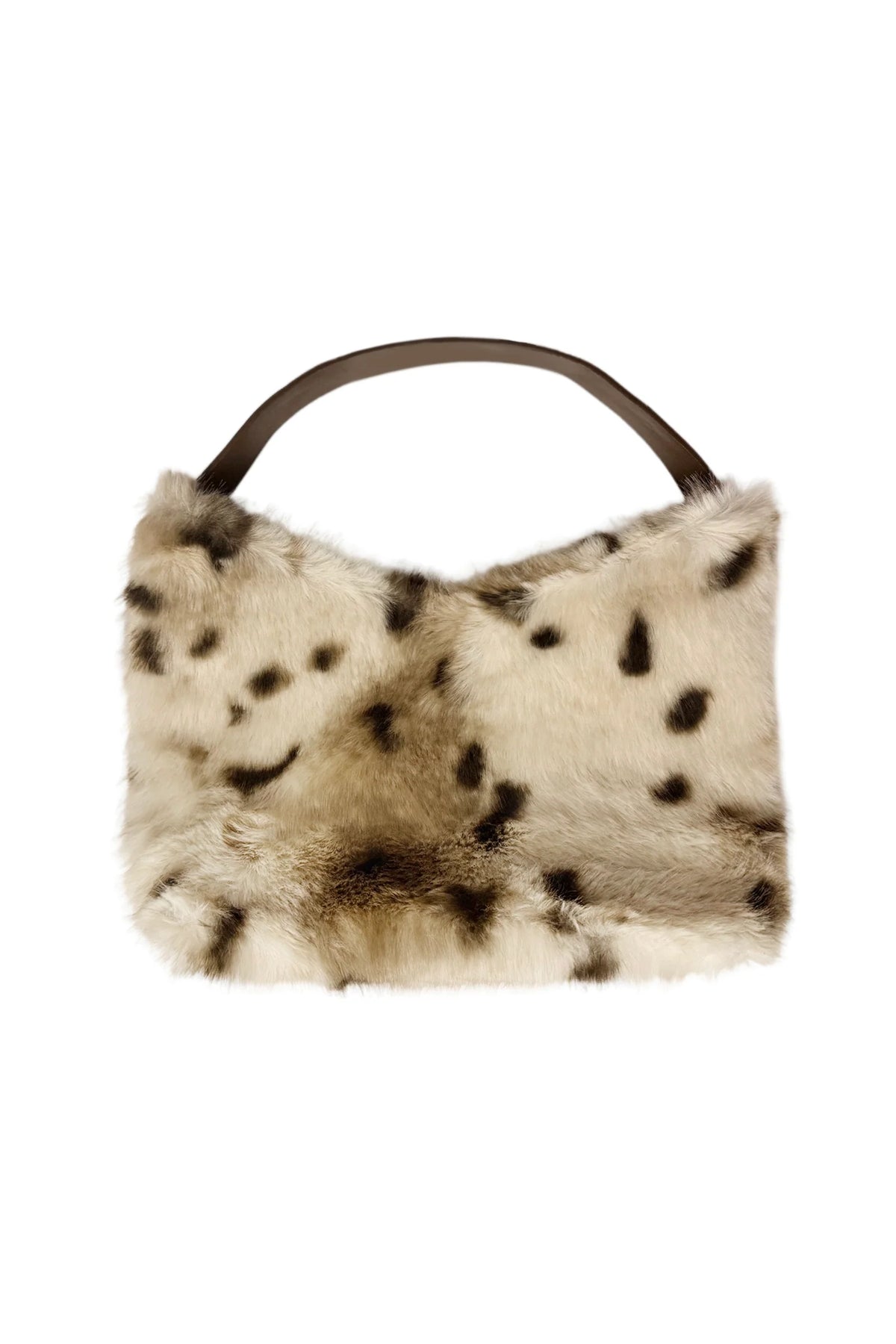 Faux Fur Deer & Leopard Print Shoulder Tote Bag – Cream & Brown