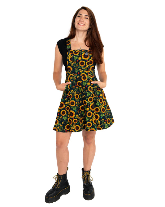 Rebel Romance Sunflowers Flared Pinafore