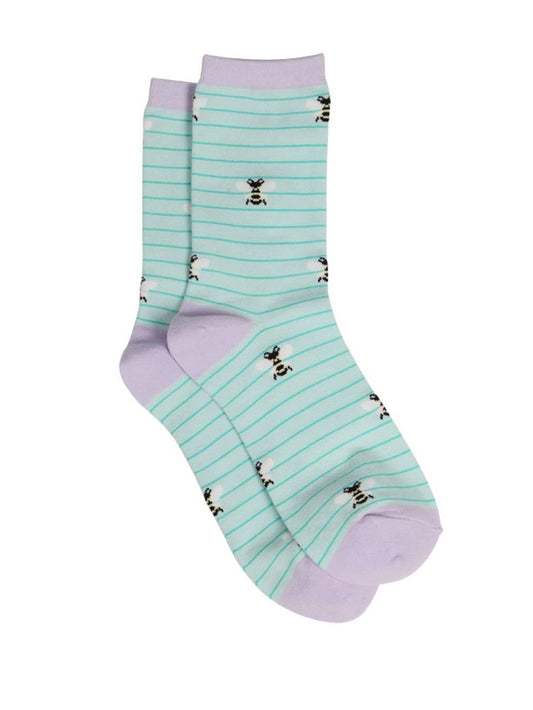 Womens Bamboo Bee Socks Bumblebees Striped Novelty Ankle | default