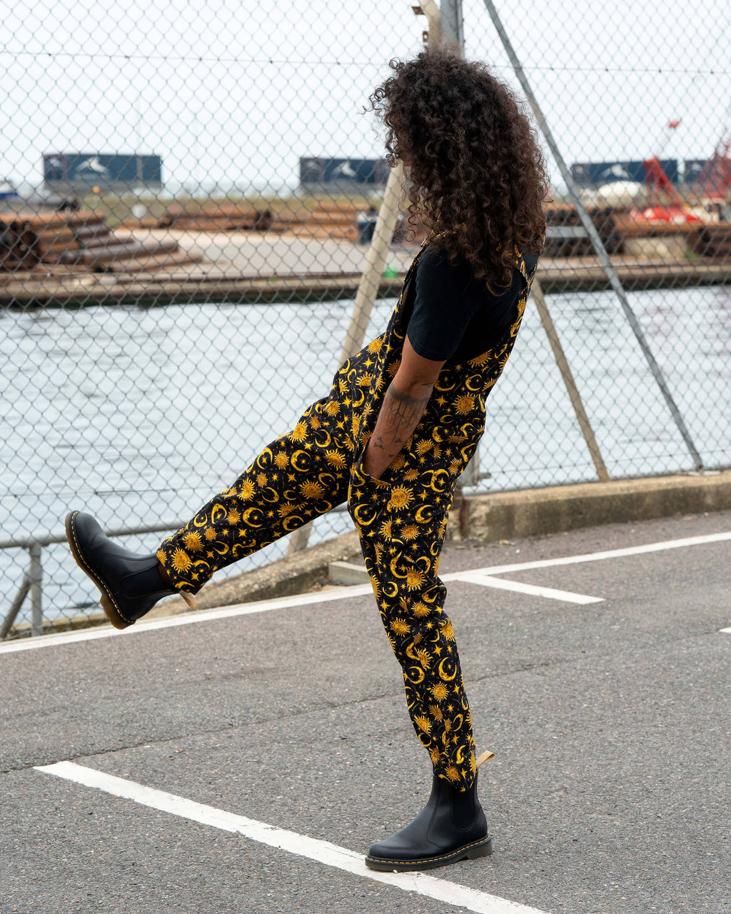 Rebel Romance Celestial Sun and Moon Stretch Dungarees