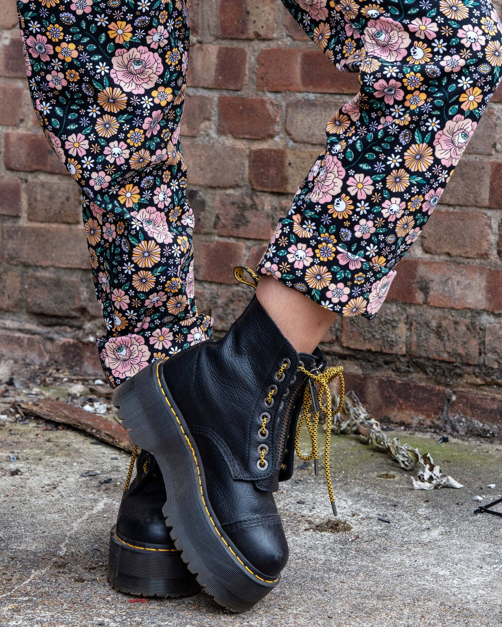 Rebel Romance Eye Spy Floral Stretch Dungarees