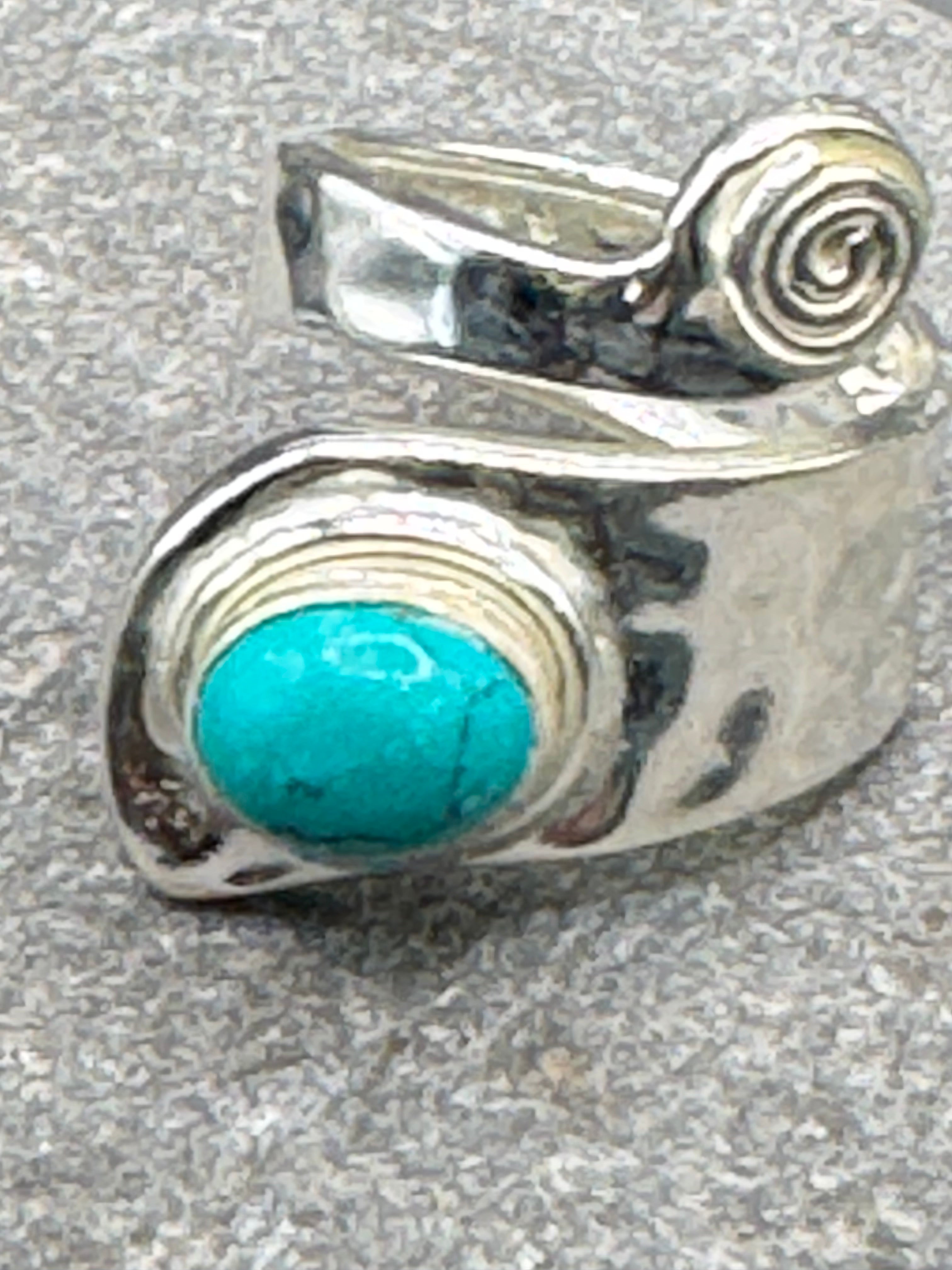 Hammered Silver Turquoise Ring