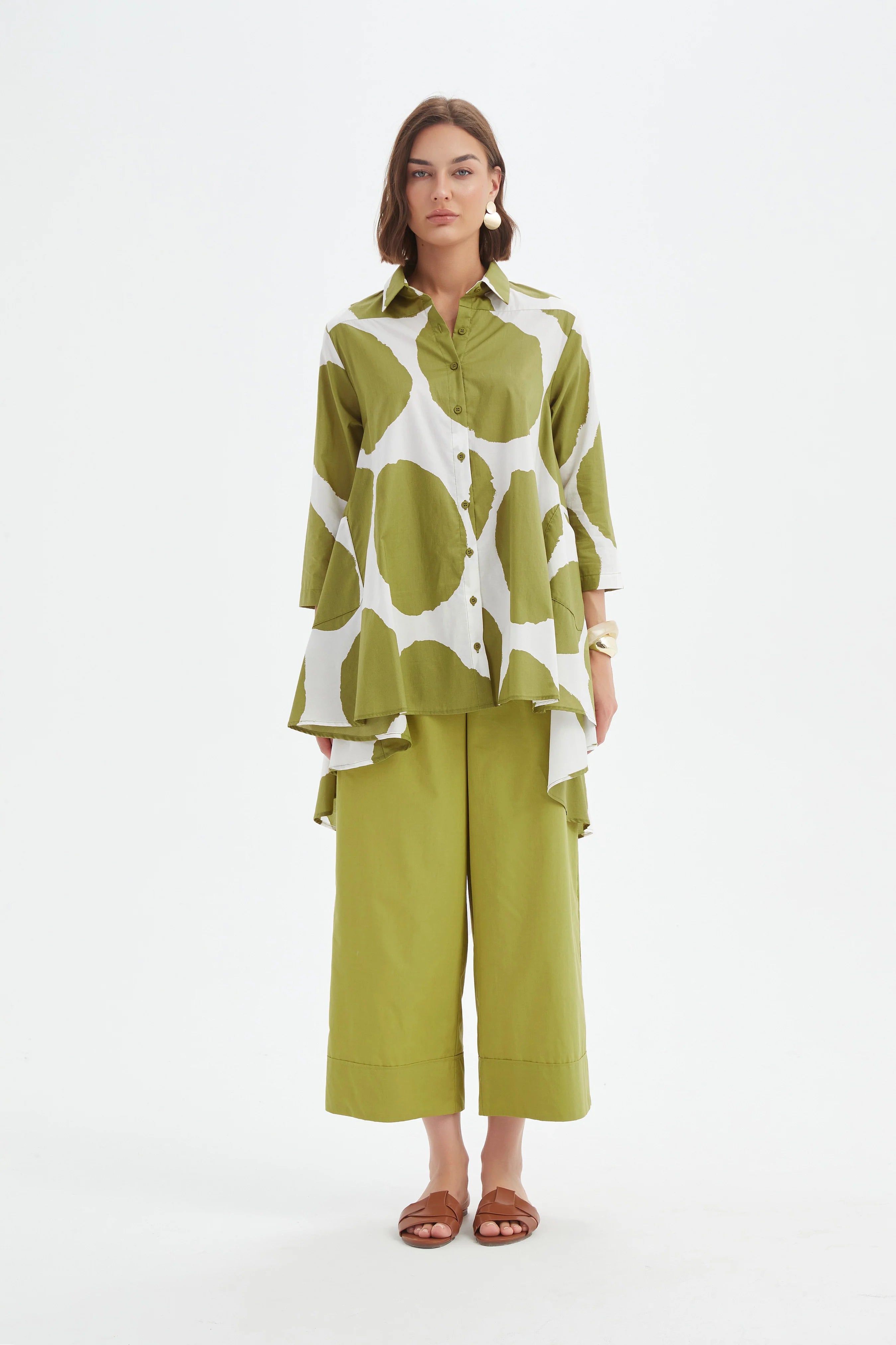Tirelli - Print Swing Chartreuse/White Spot Shirt