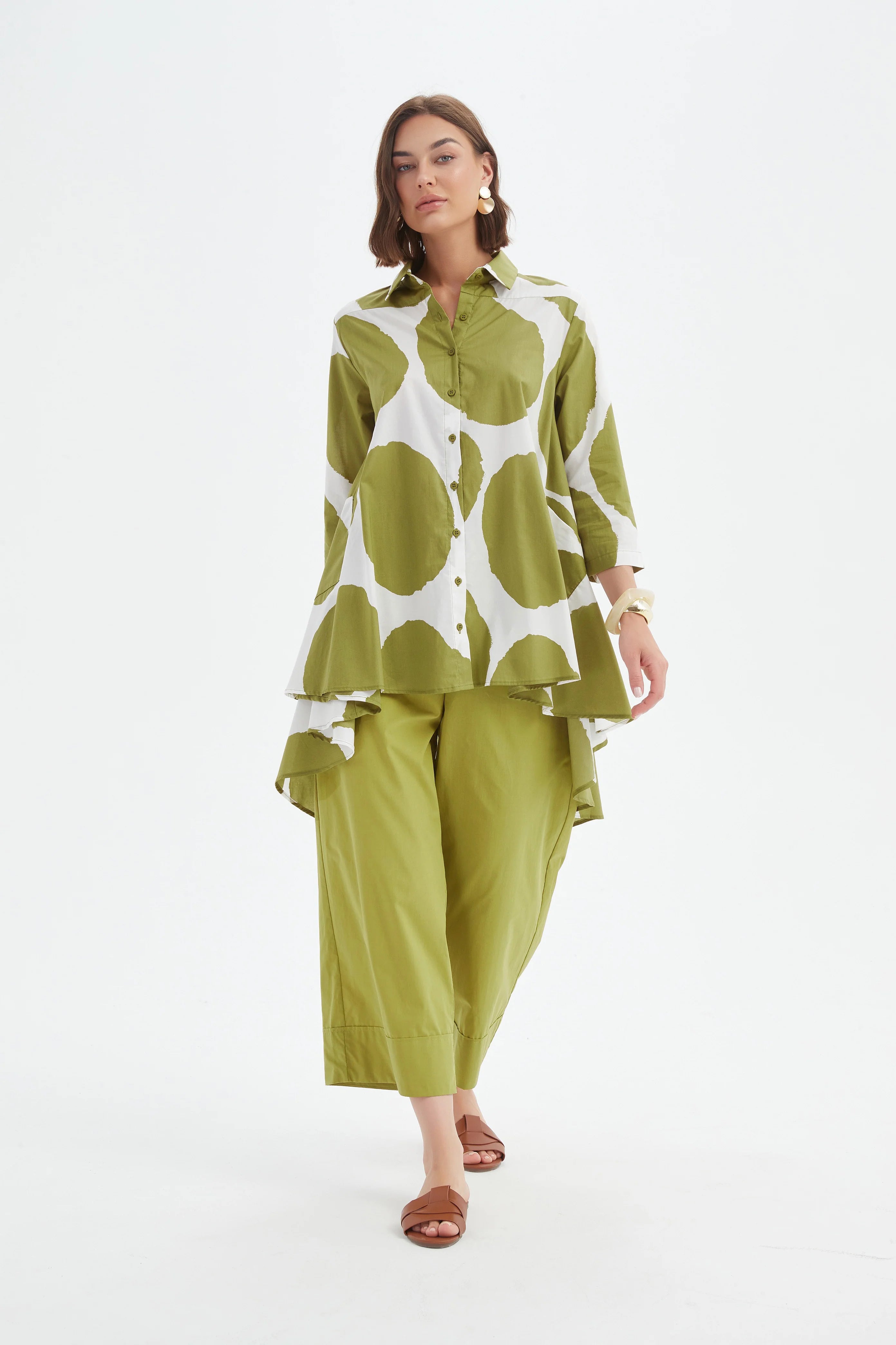 Tirelli - Print Swing Chartreuse/White Spot Shirt